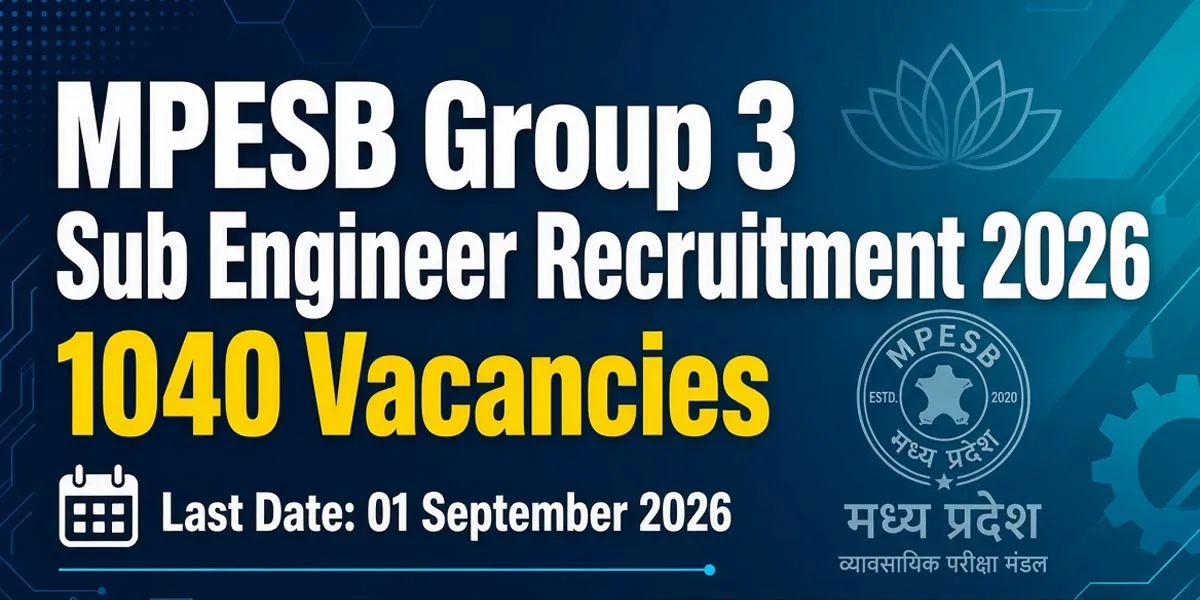 MPESB Group 3 Sub Engineer Recruitment 2026 - Apply Online